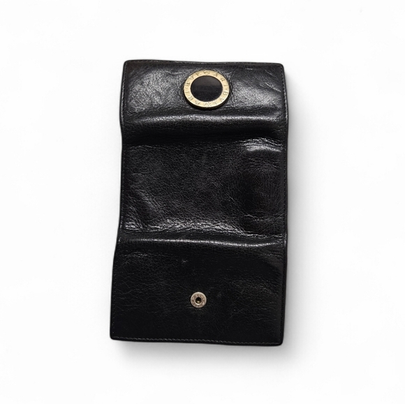 Bvlgari Colore Calf Leather Key Holder Wallet In Black And Gold - Picture 5 of 10